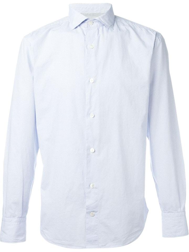 Eleventy Fine Polka Dot Shirt, Men's, Size: 45, Blue, Cotton