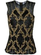 Balmain Sequin Embroidered Top, Women's, Size: 38, Black, Nylon/plastic/spandex/elastane/glass