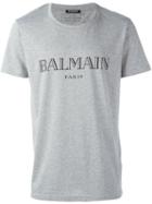 Balmain Logo T-shirt, Men's, Size: Large, Grey, Cotton