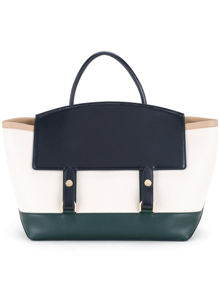 Sacai Tri-coloured Tote Bag, Women's, White, Calf Hair