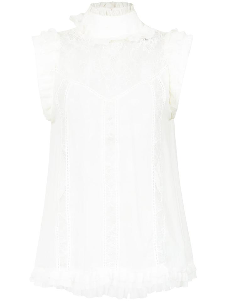 Andrea Bogosian Lace Inserts Blouse - White