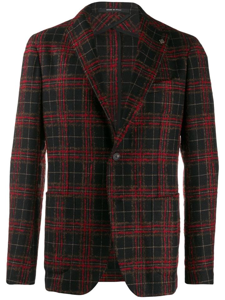Tagliatore Tartan Suit Jacket - Black