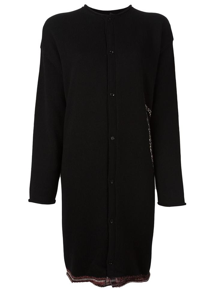 Yohji Yamamoto Intarsia Knit Cardigan, Women's, Size: 2, Black, Cotton/wool