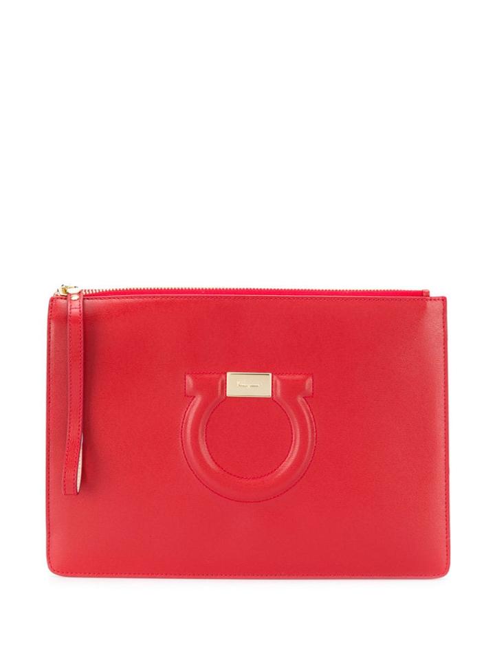 Salvatore Ferragamo Gancio Logo Clutch Bag - Red