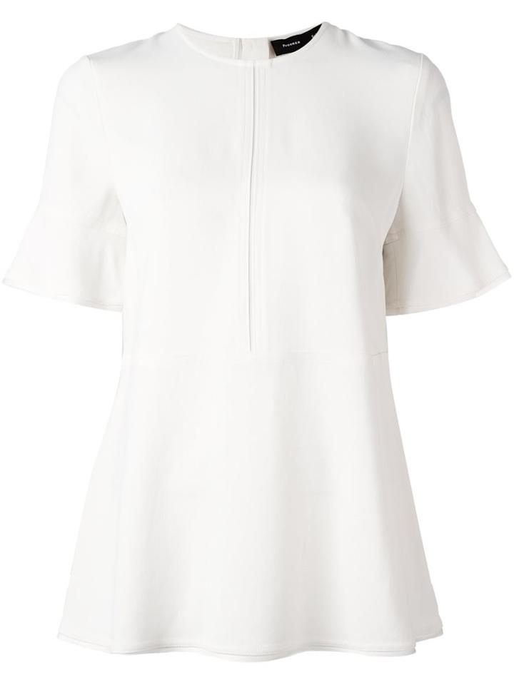 Proenza Schouler Shortsleeved Flared Top, Women's, Size: 8, Nude/neutrals, Acetate/viscose