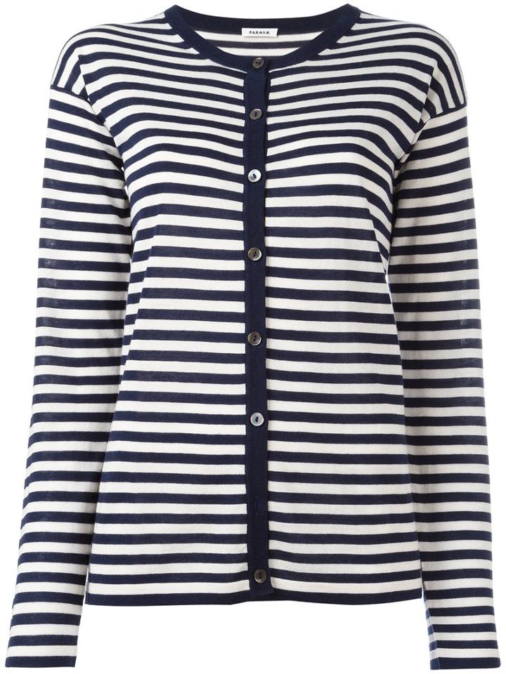 P.a.r.o.s.h. Striped Cardigan, Women's, Size: Large, Blue, Silk/cashmere
