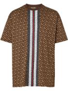 Burberry Monogram Stripe Print Cotton T-shirt - Brown