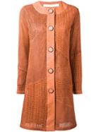 Drome Collarless Leather Coat, Size: Medium, Orange, Lamb Skin/acetate/cupro