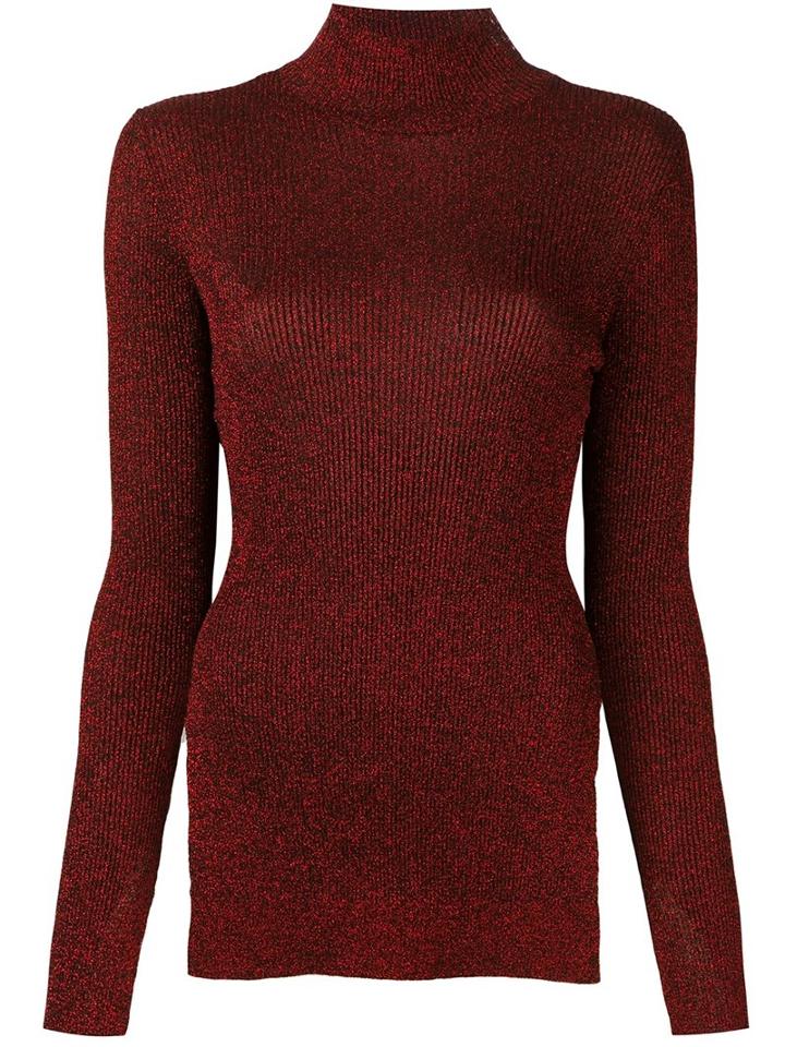 Cédric Charlier Slit Sides Pullover, Women's, Size: 38, Red, Rayon/polyester