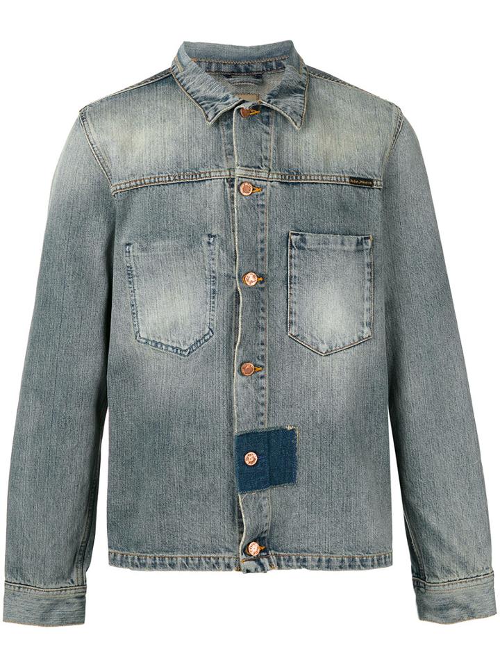 Denim Patch Detail Jacket - Men - Cotton - L, Blue, Cotton, Nudie Jeans Co