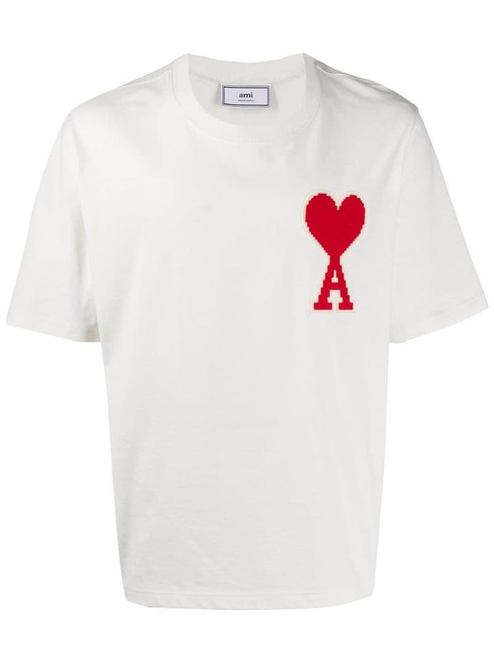 Ami Paris Tee With Big Ami Coeur Patch - White