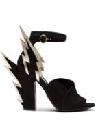Prada Thunderbolt Detail Sandals - Black