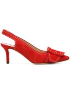 Casadei Oversized Buckle Slingback Pumps - Red