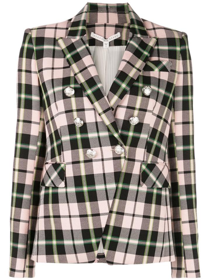 Veronica Beard Checked Double Breasted Jacket - Black