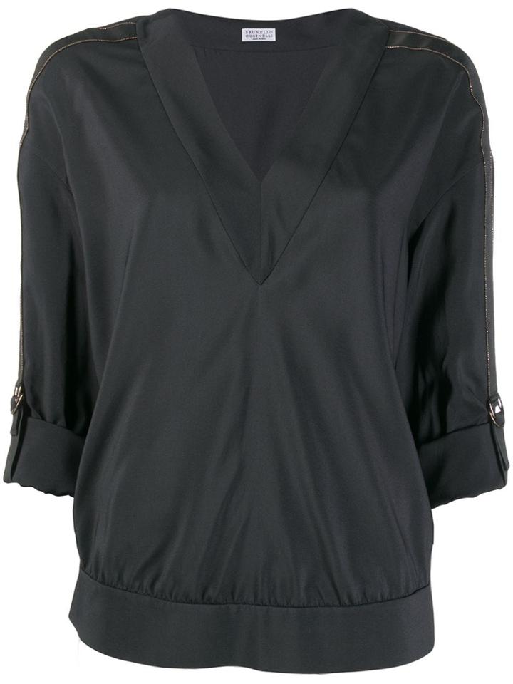 Brunello Cucinelli V-neck Top - Grey