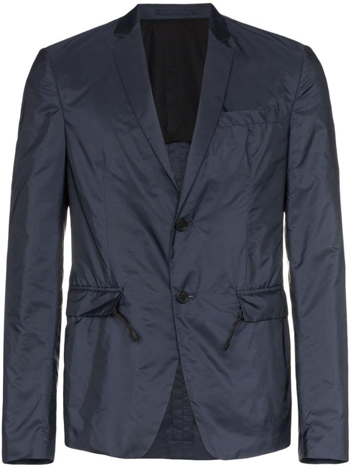 Prada Tech Creased Blazer Jacket - Blue