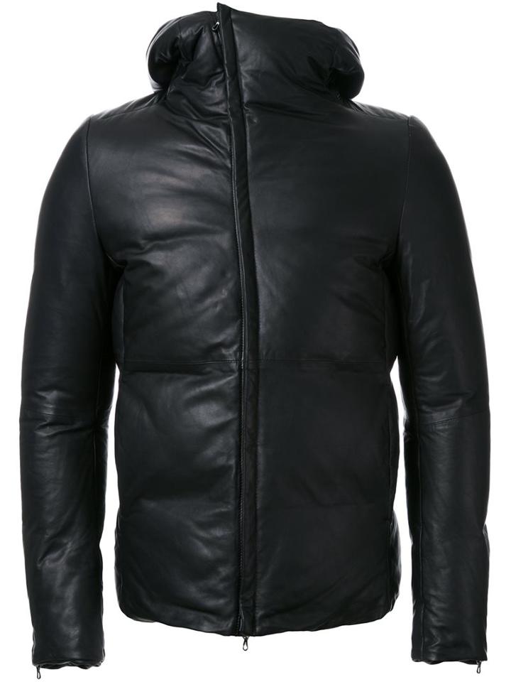 Kazuyuki Kumagai Hooded Padded Jacket, Men's, Size: 2, Black, Lamb Skin