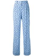 P.a.r.o.s.h. Star Print Flared Trousers, Women's, Size: Medium, Blue, Silk/spandex/elastane