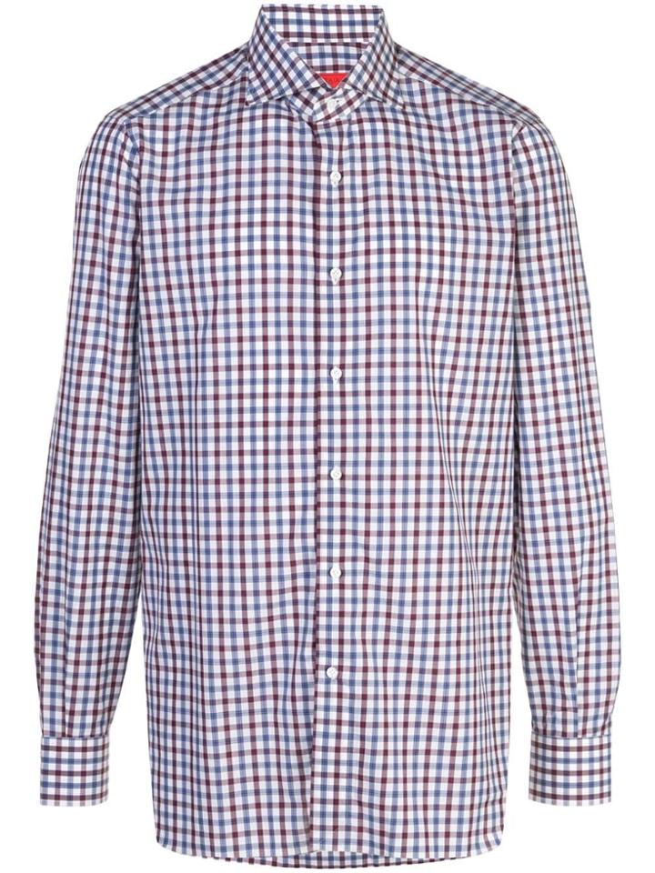 Isaia Checked Shirt - White