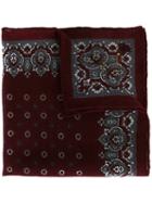 Canali Patterned Pocket Handkerchief, Men's, Red, Wool