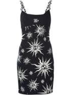 Fausto Puglisi Embellished Strap Sun Intarsia Dress, Women's, Size: 42, Black, Polyester/viscose/polyamide/spandex/elastane