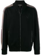 Roberto Cavalli Intarsia Band Bomber Jacket - Black