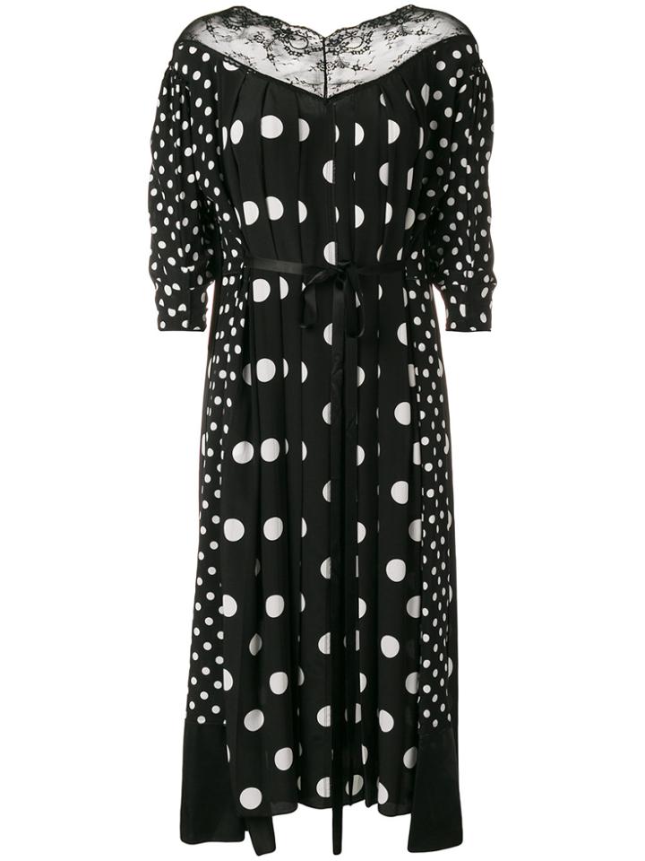 Marc Jacobs Lace-trim Polka Dots Dress - Black