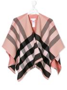 Burberry Kids - Checkered Poncho - Kids - Wool - One Size, Pink/purple