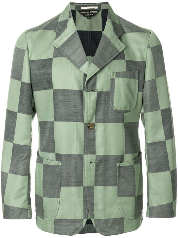 Comme Des Garçons Pre-owned Checkboard Buttoned Jacket - Green