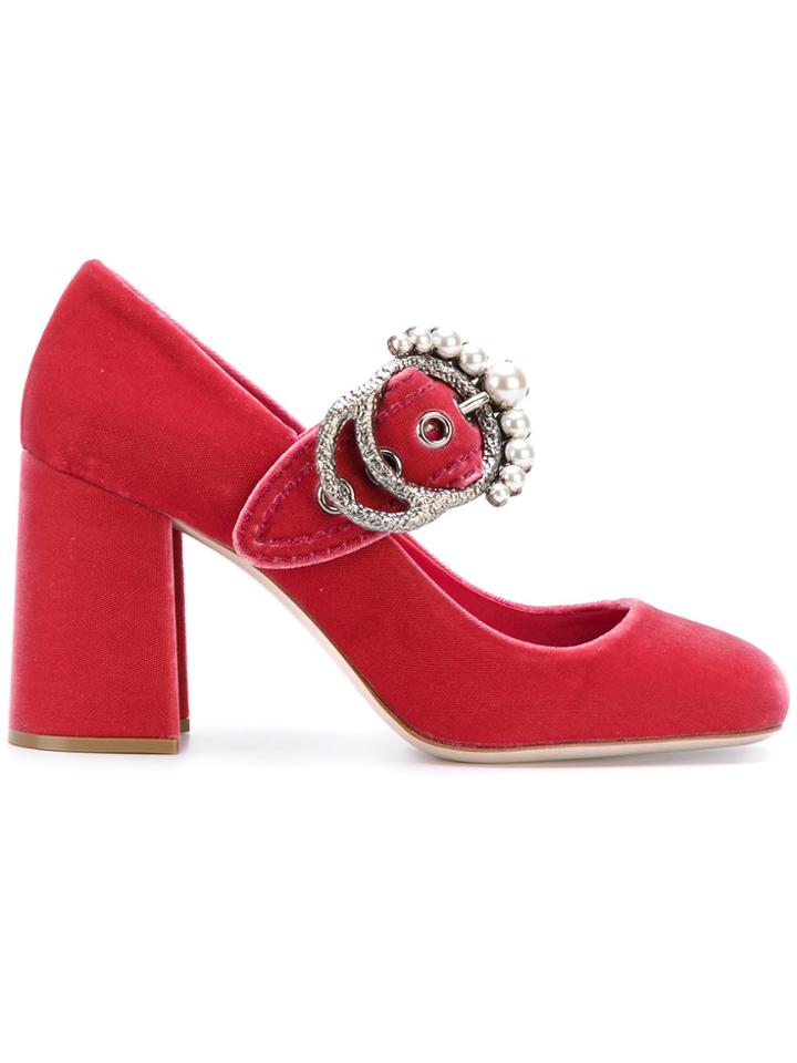 Miu Miu Jewel Buckled Pumps - Pink & Purple