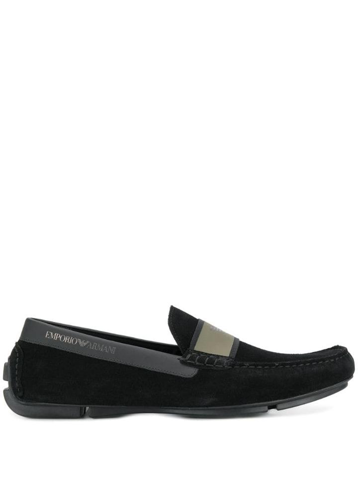 Emporio Armani Logo Print Loafers - Black