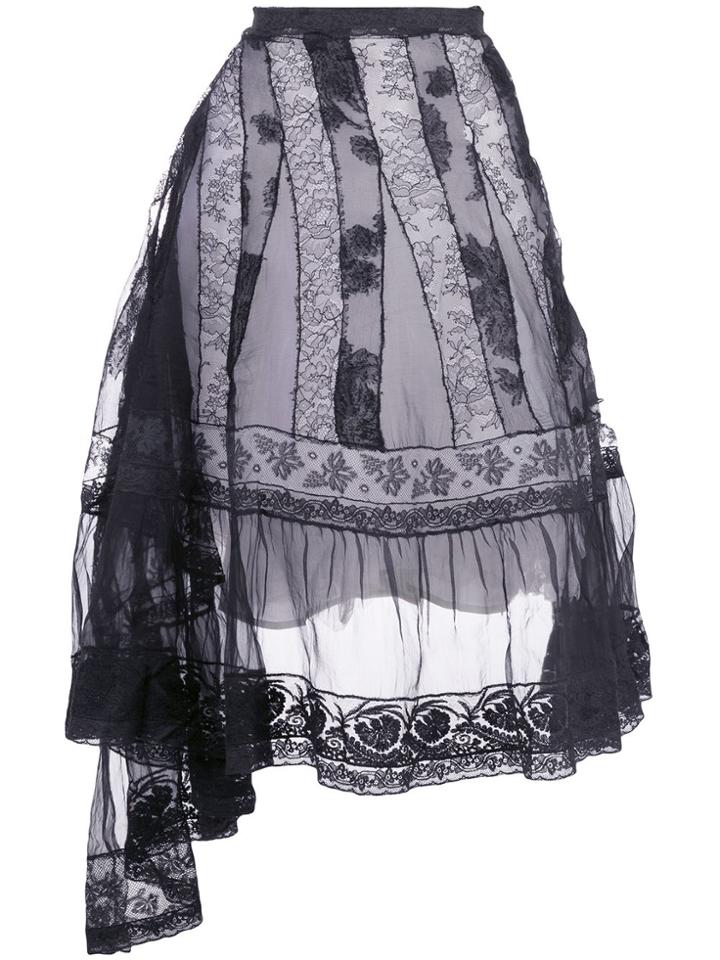 Marc Le Bihan Lace A-line Silk Skirt - Black