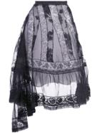 Marc Le Bihan Lace A-line Silk Skirt - Black