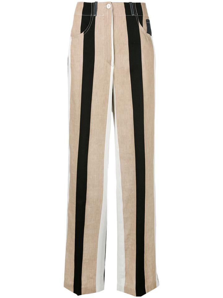 Dondup Striped Flared Pants, Women's, Size: 38, Cotton/linen/flax