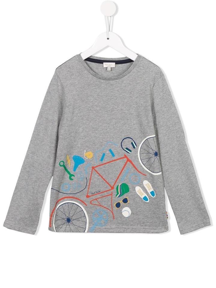 Paul Smith Junior Bicycle Print Top, Boy's, Size: 8 Yrs, Grey