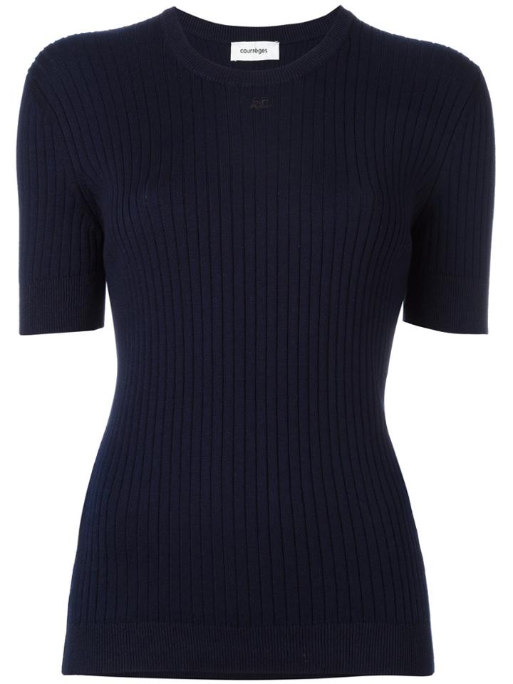 Courrèges Ribbed Knit T-shirt - Blue