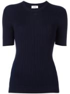Courrèges Ribbed Knit T-shirt - Blue