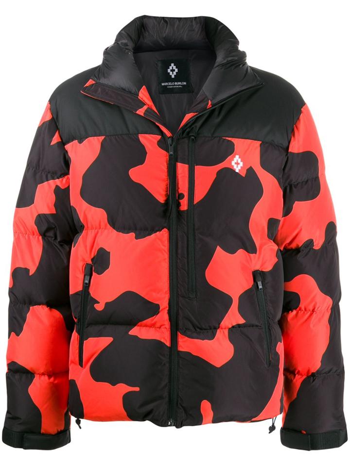 Marcelo Burlon County Of Milan Cross Camouflage Padded Jacket - Orange