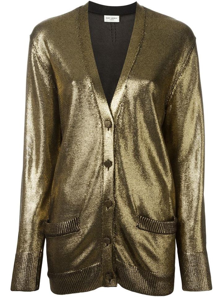 Saint Laurent Draped Cardigan, Women's, Size: Xs, Grey, Viscose
