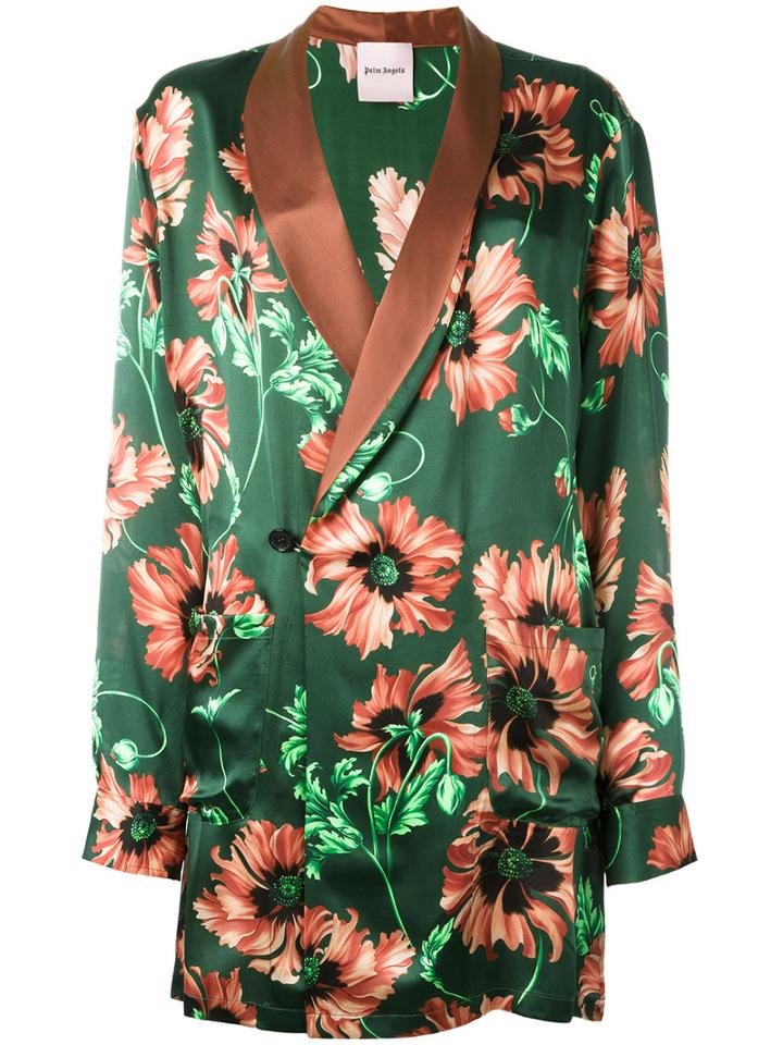 Palm Angels Floral Print Blazer, Men's, Size: Medium, Green, Silk