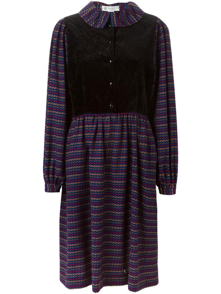 Lanvin Vintage Waistcoat Panel Striped Dress - Black