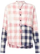 Greg Lauren Checked Skirt - Pink & Purple