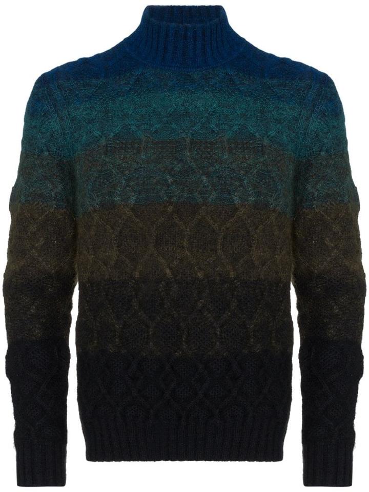 Missoni Gradient Knit Roll Neck Sweater - Blue