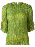 Saloni - Daisy Chain Blouse - Women - Polyester - 12, Green, Polyester