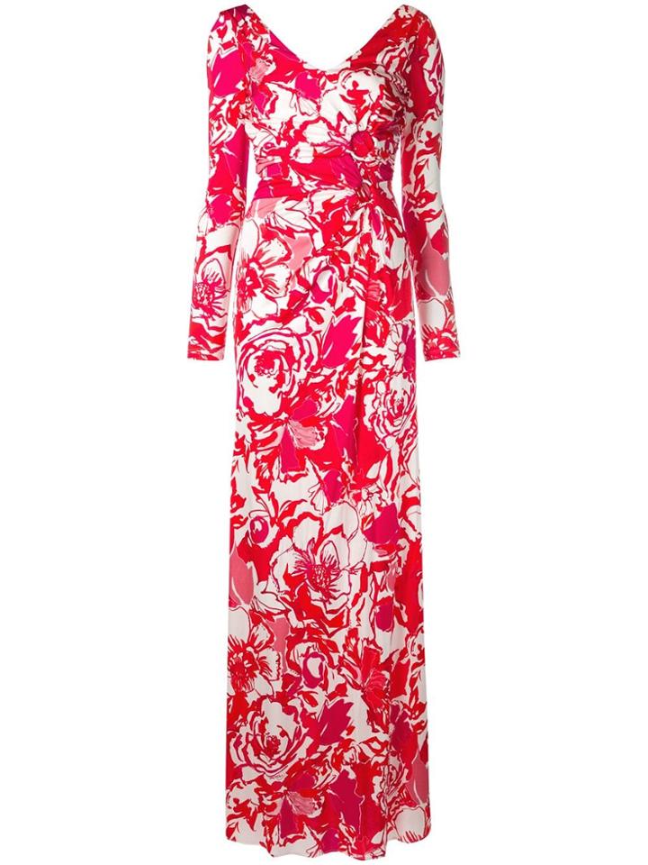 Roberto Cavalli Floral Sketch Dress - Red