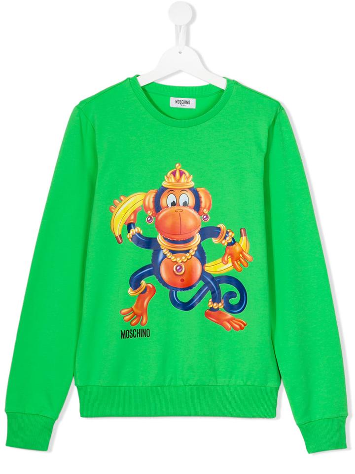 Moschino Kids Monkey Sweatshirt, Size: 14 Yrs, Green