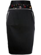 Cavalli Class Embroidery Trim Pencil Skirt - Black
