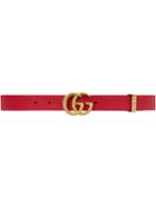 Gucci Leather Belt With Torchon Double G Buckle - Red