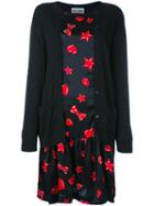 Moschino Heart Print Cardigan Dress, Women's, Size: 40, Black, Silk/cotton