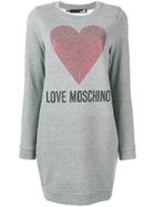 Love Moschino Sequinned Heart Sweater Dress - Grey